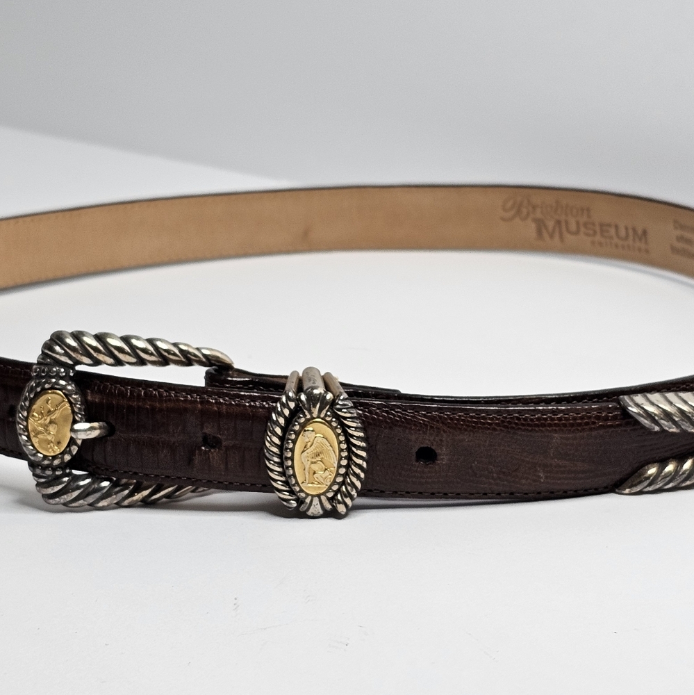 VNTG 1991 Brighton Belt LG Museum Collection Brown Lizard Embossed Leather 37809 - Picture 9 of 9